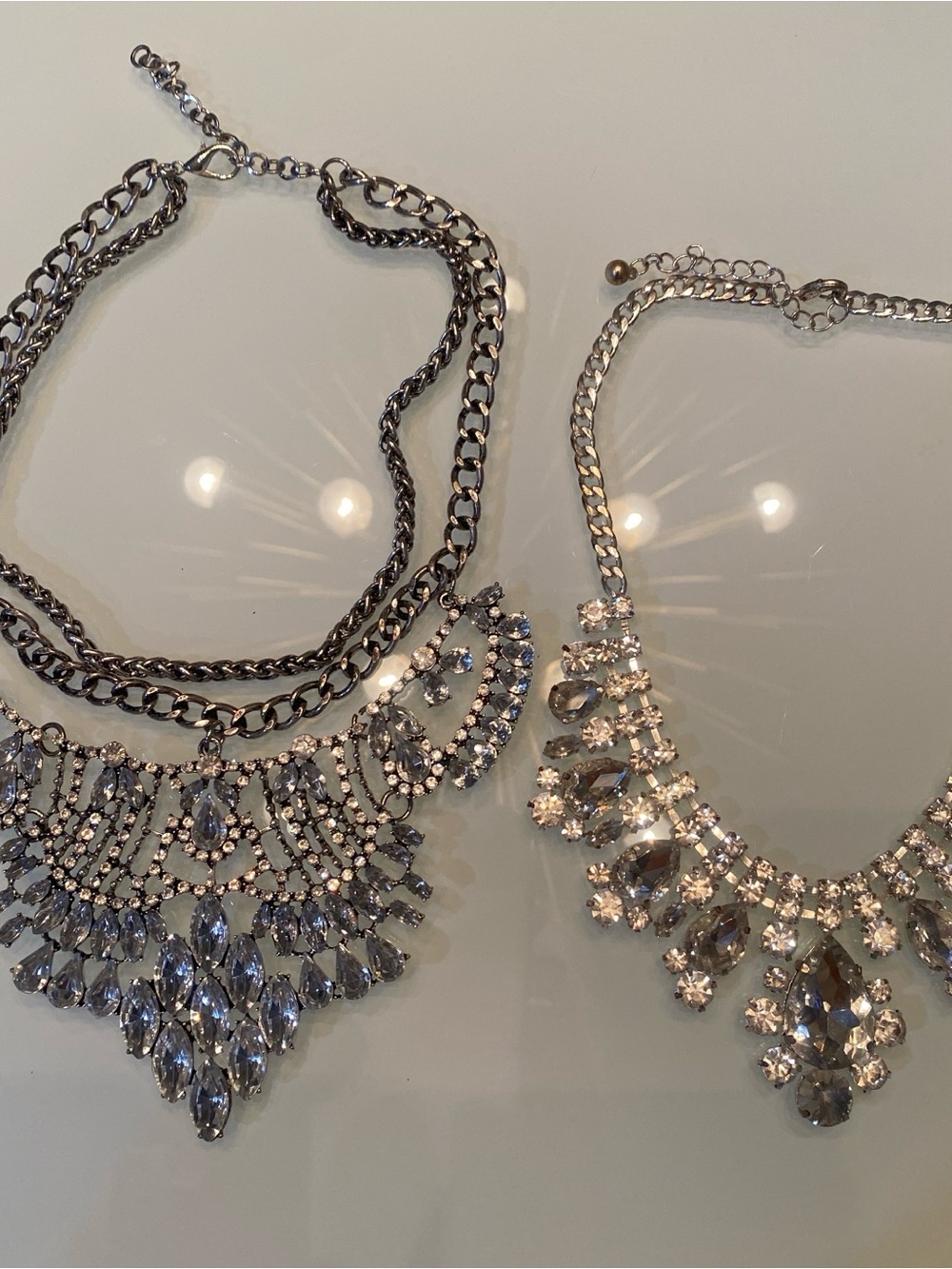 EUC Statement Rhinestone Crystal Choker Bib Necklace Lot Glam Evening